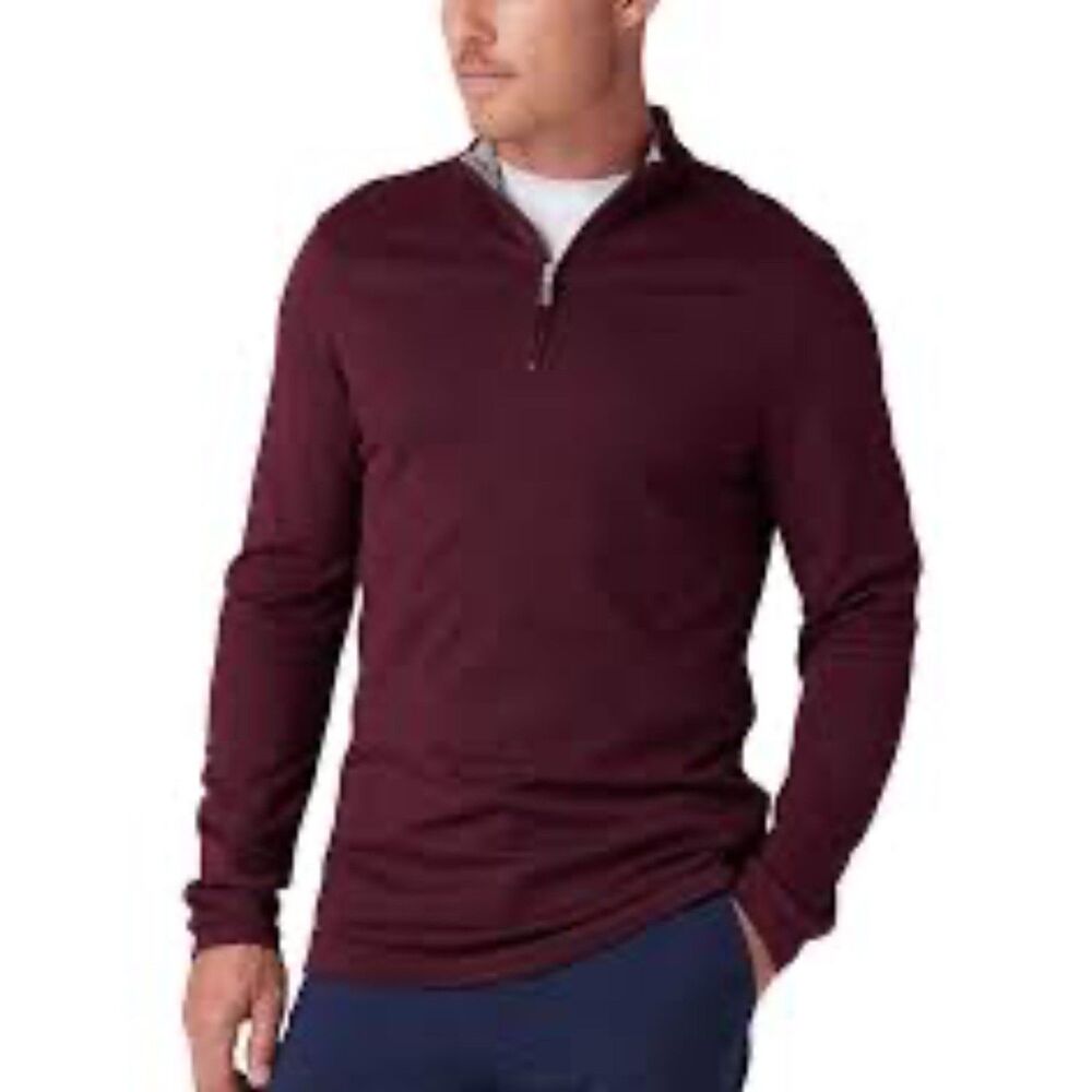 Mizzen Main 1/4 Zip Sweater Men's Size XL Burgundy Proflex Stretch NWT